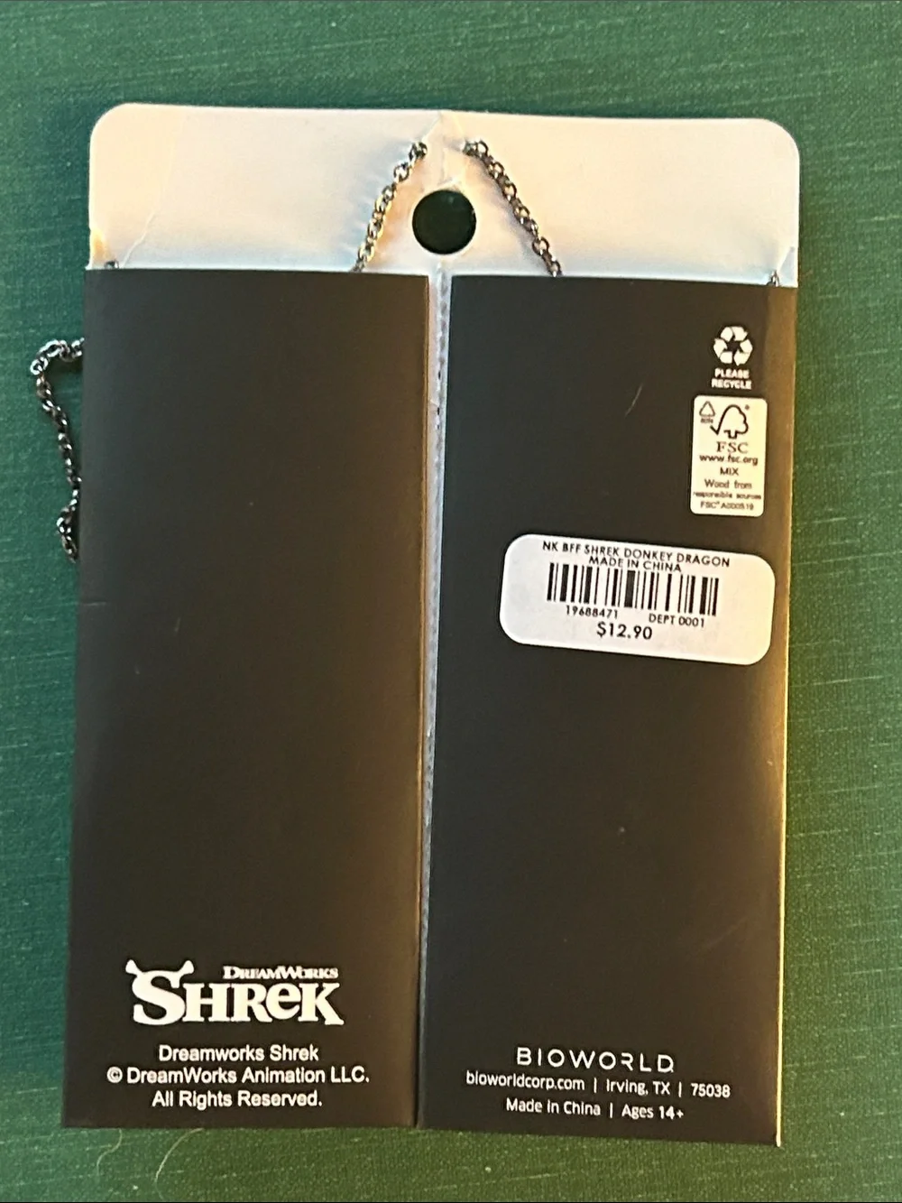 DreamWorks Shrek Pink Heart Donkey & Dragon Kids Necklace Set